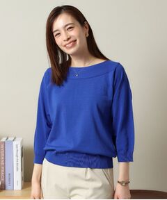 ITS'DEMO / イッツデモ ニット・セーター | 【縮みに強い／洗濯機OK】編地切替ボートネックニット