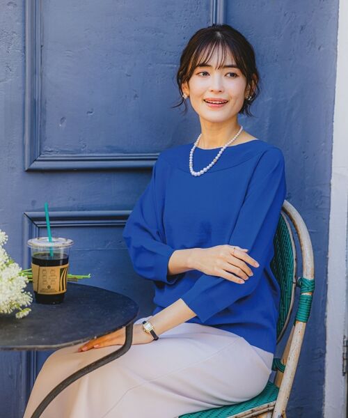 ITS'DEMO / イッツデモ ニット・セーター | 【縮みに強い／洗濯機OK】編地切替ボートネックニット | 詳細1