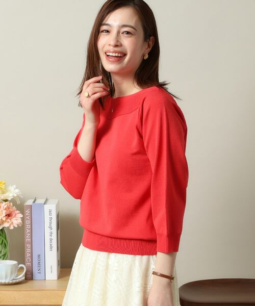 ITS'DEMO / イッツデモ ニット・セーター | 【縮みに強い／洗濯機OK】編地切替ボートネックニット | 詳細11