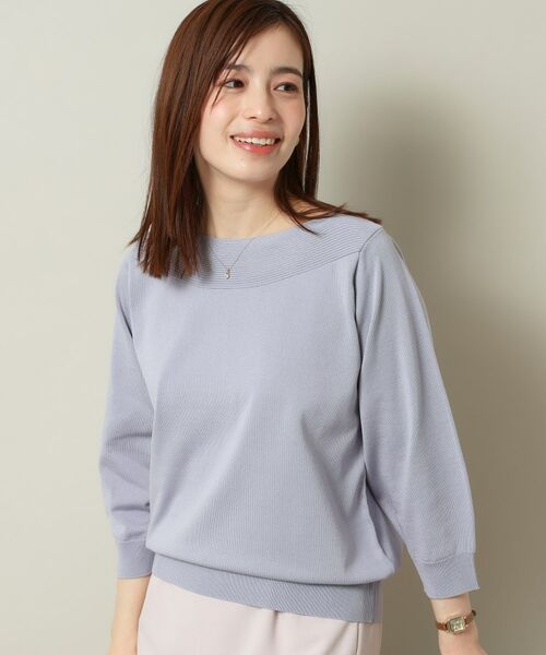 ITS'DEMO / イッツデモ ニット・セーター | 【縮みに強い／洗濯機OK】編地切替ボートネックニット | 詳細15