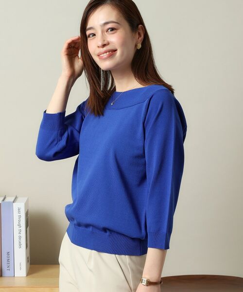 ITS'DEMO / イッツデモ ニット・セーター | 【縮みに強い／洗濯機OK】編地切替ボートネックニット | 詳細19