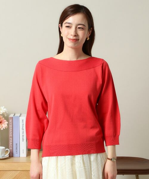 ITS'DEMO / イッツデモ ニット・セーター | 【縮みに強い／洗濯機OK】編地切替ボートネックニット | 詳細23