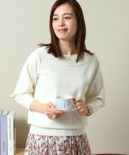 ITS'DEMO / イッツデモ ニット・セーター | 【縮みに強い／洗濯機OK】編地切替ボートネックニット | 詳細3