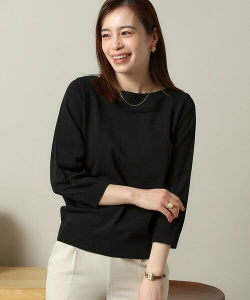 ITS'DEMO / イッツデモ ニット・セーター | 【縮みに強い／洗濯機OK】編地切替ボートネックニット | 詳細7