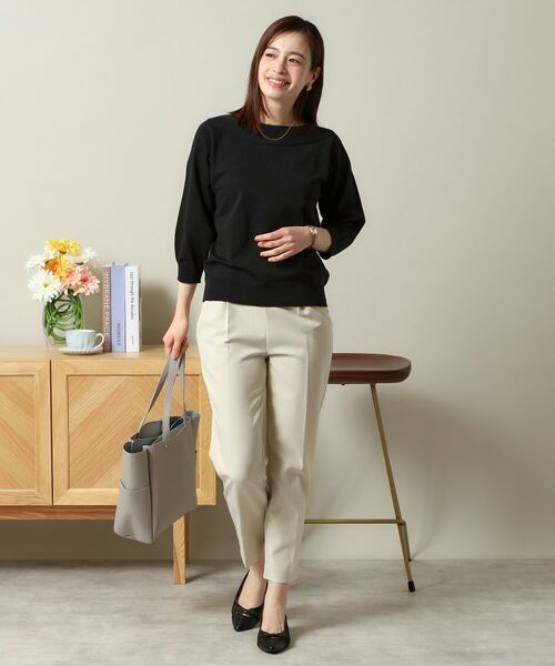 ITS'DEMO / イッツデモ ニット・セーター | 【縮みに強い／洗濯機OK】編地切替ボートネックニット | 詳細9