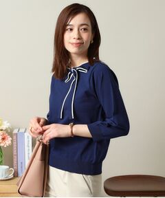 ITS'DEMO / イッツデモ ニット・セーター | 【縮みに強い／洗濯機OK】ボウタイリボンニット