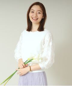 ITS'DEMO / イッツデモ ニット・セーター | 【通勤／手洗い可】袖レースニット