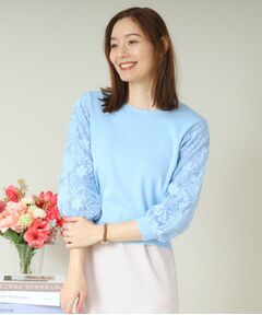 ITS'DEMO / イッツデモ ニット・セーター | 【通勤／手洗い可】袖レースニット