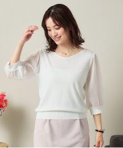 ITS'DEMO / イッツデモ ニット・セーター | 【UVケア／接触冷感／アンチピリング／洗濯機OK】袖シアーニット