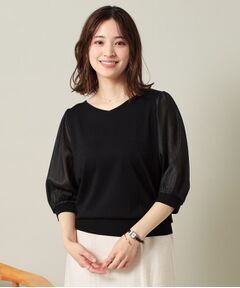 ITS'DEMO / イッツデモ ニット・セーター | 【UVケア／接触冷感／アンチピリング／洗濯機OK】袖シアーニット