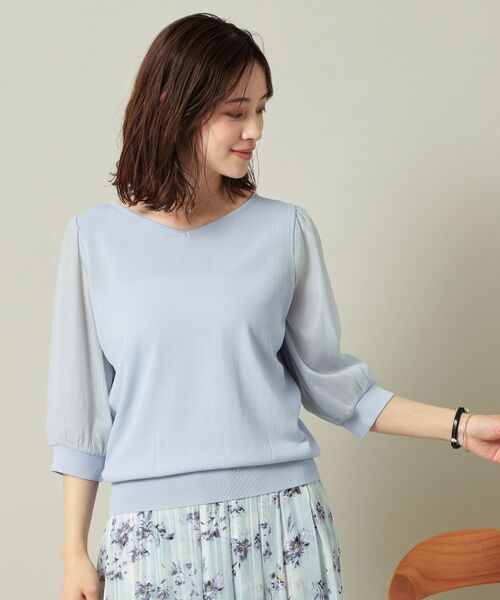ITS'DEMO / イッツデモ ニット・セーター | 【UVケア／接触冷感／アンチピリング／洗濯機OK】袖シアーニット | 詳細15
