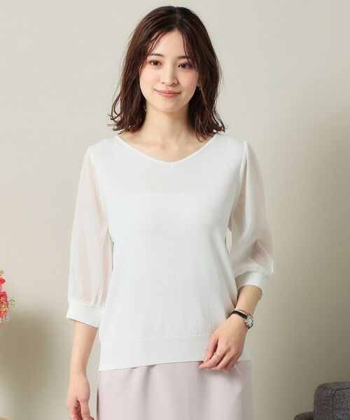 ITS'DEMO / イッツデモ ニット・セーター | 【UVケア／接触冷感／アンチピリング／洗濯機OK】袖シアーニット | 詳細19