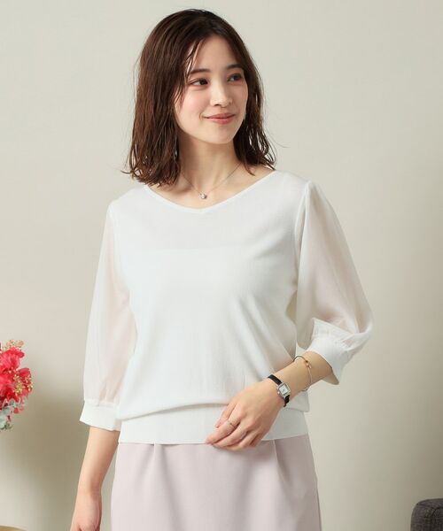 ITS'DEMO / イッツデモ ニット・セーター | 【UVケア／接触冷感／アンチピリング／洗濯機OK】袖シアーニット | 詳細3