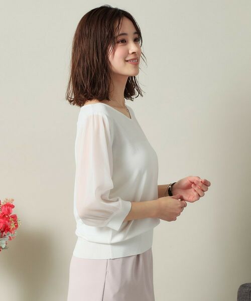 ITS'DEMO / イッツデモ ニット・セーター | 【UVケア／接触冷感／アンチピリング／洗濯機OK】袖シアーニット | 詳細4