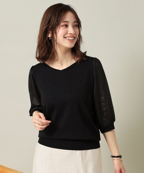 ITS'DEMO / イッツデモ ニット・セーター | 【UVケア／接触冷感／アンチピリング／洗濯機OK】袖シアーニット | 詳細7