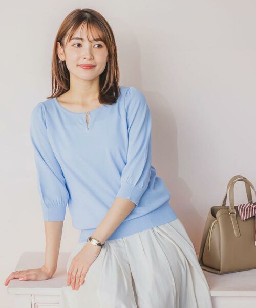 ITS'DEMO / イッツデモ ニット・セーター | 【UVケア／接触冷感／アンチピリング／洗濯機OK】キーネックニット | 詳細1