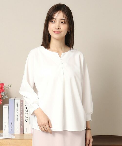 ITS'DEMO / イッツデモ シャツ・ブラウス | 【通勤／手洗い可】カットジョーゼットキーネックプルオーバー | 詳細13