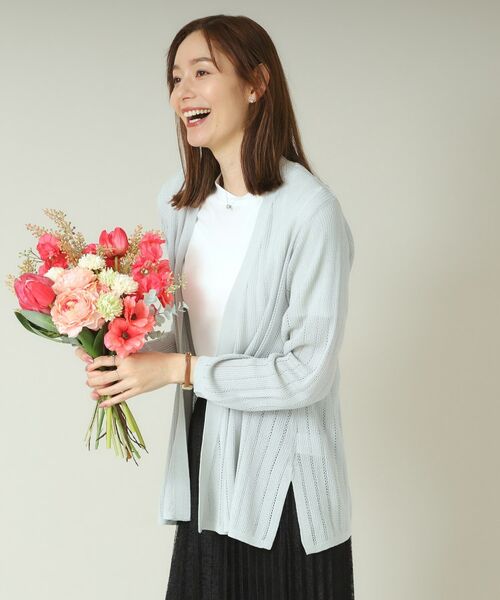 ITS'DEMO / イッツデモ カーディガン・ボレロ | 【手洗い可】透かし編み着流しカーデ | 詳細13