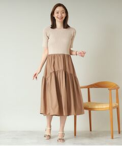 ITS'DEMO / イッツデモ ロング・マキシ丈ワンピース | 【手洗い可】ニットドッキングワンピース