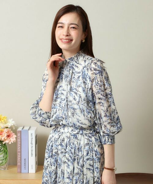 ITS'DEMO / イッツデモ シャツ・ブラウス | 【手洗い可／セットアップ可】ラメストライプ7分袖ブラウス | 詳細8