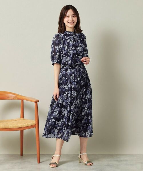 ITS'DEMO / イッツデモ シャツ・ブラウス | 【手洗い可／M・Lサイズ展開】ラメストライプ花柄5分袖ブラウス | 詳細15