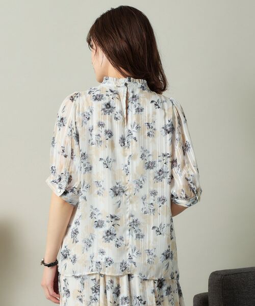 ITS'DEMO / イッツデモ シャツ・ブラウス | 【手洗い可／M・Lサイズ展開】ラメストライプ花柄5分袖ブラウス | 詳細19