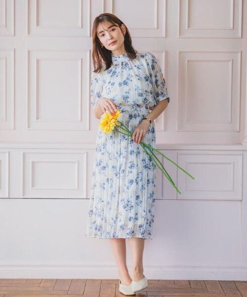 ITS'DEMO / イッツデモ シャツ・ブラウス | 【手洗い可／M・Lサイズ展開】ラメストライプ花柄5分袖ブラウス | 詳細2