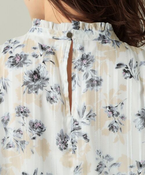 ITS'DEMO / イッツデモ シャツ・ブラウス | 【手洗い可／M・Lサイズ展開】ラメストライプ花柄5分袖ブラウス | 詳細21
