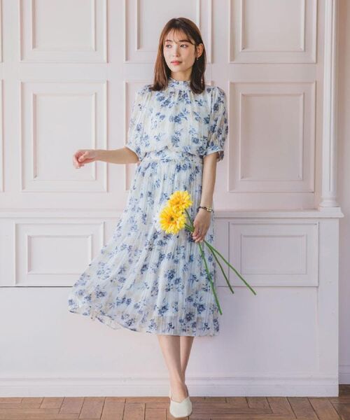 ITS'DEMO / イッツデモ シャツ・ブラウス | 【手洗い可／M・Lサイズ展開】ラメストライプ花柄5分袖ブラウス | 詳細3