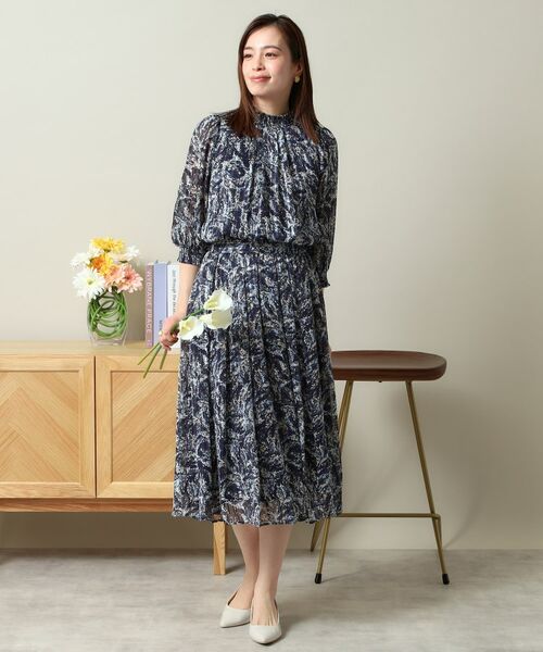 ITS'DEMO / イッツデモ スカート | 【ウエストゴム／手洗い可／セットアップ可】ラメストライプ花柄スカート | 詳細13