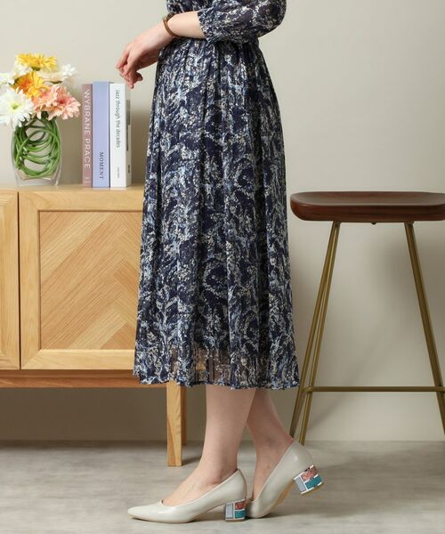 ITS'DEMO / イッツデモ スカート | 【ウエストゴム／手洗い可／セットアップ可】ラメストライプ花柄スカート | 詳細16