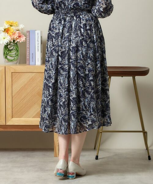 ITS'DEMO / イッツデモ スカート | 【ウエストゴム／手洗い可／セットアップ可】ラメストライプ花柄スカート | 詳細17