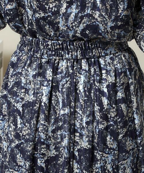 ITS'DEMO / イッツデモ スカート | 【ウエストゴム／手洗い可／セットアップ可】ラメストライプ花柄スカート | 詳細19