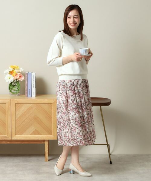 ITS'DEMO / イッツデモ スカート | 【ウエストゴム／手洗い可／セットアップ可】ラメストライプ花柄スカート | 詳細5