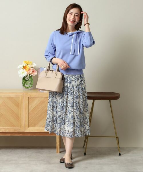 ITS'DEMO / イッツデモ スカート | 【ウエストゴム／手洗い可／セットアップ可】ラメストライプ花柄スカート | 詳細8