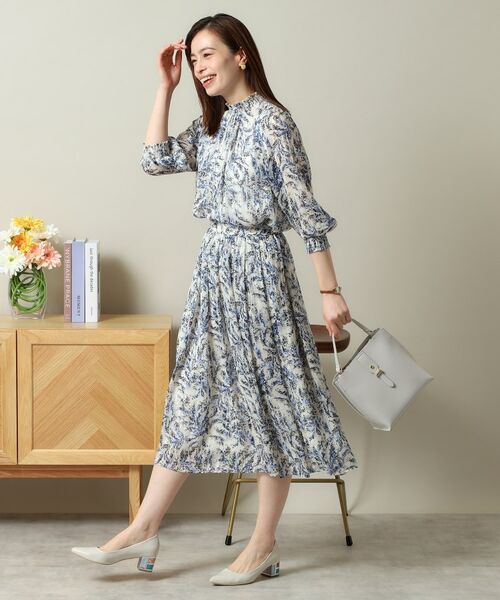 ITS'DEMO / イッツデモ スカート | 【ウエストゴム／手洗い可／セットアップ可】ラメストライプ花柄スカート | 詳細9