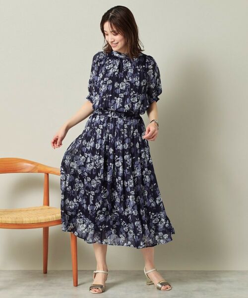 ITS'DEMO / イッツデモ スカート | 【ウエストゴム／手洗い可】ラメストライプ花柄スカート | 詳細10