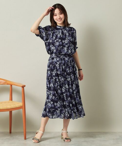 ITS'DEMO / イッツデモ スカート | 【ウエストゴム／手洗い可】ラメストライプ花柄スカート | 詳細11