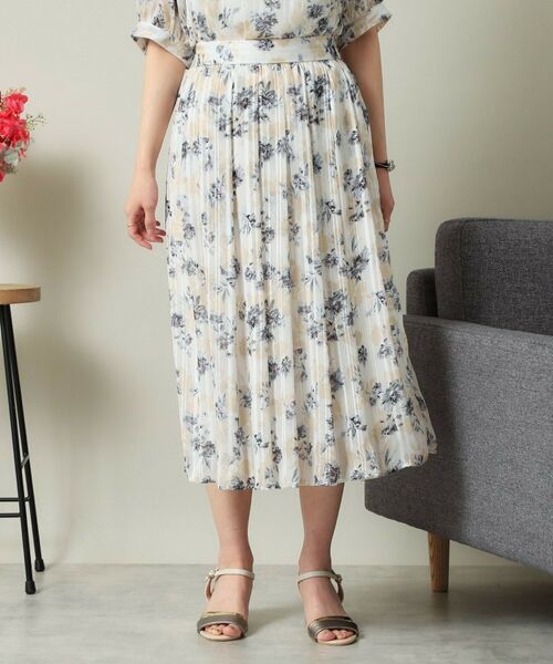 ITS'DEMO / イッツデモ スカート | 【ウエストゴム／手洗い可】ラメストライプ花柄スカート | 詳細13