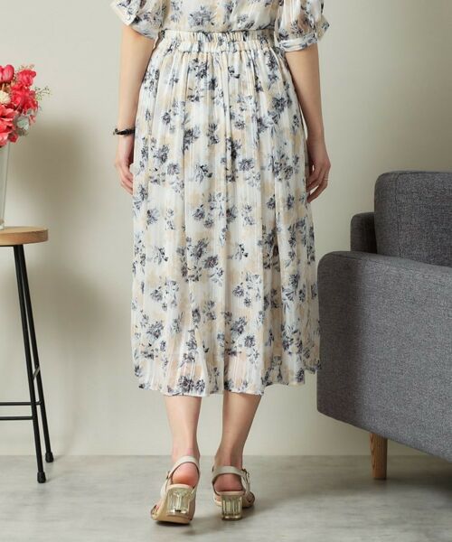 ITS'DEMO / イッツデモ スカート | 【ウエストゴム／手洗い可】ラメストライプ花柄スカート | 詳細15