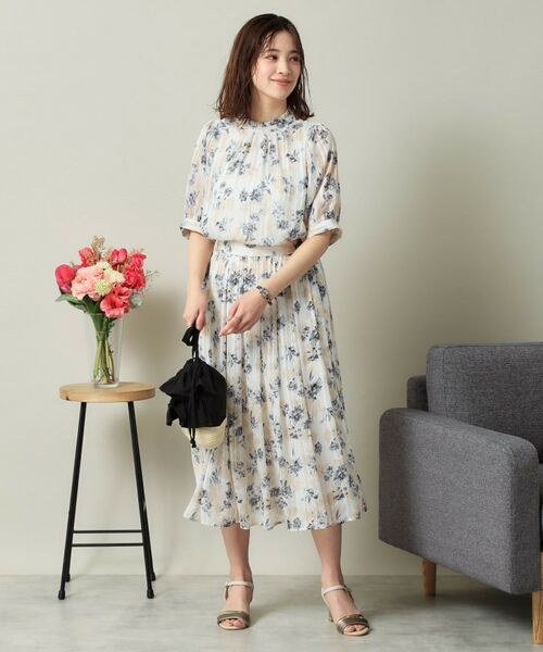 ITS'DEMO / イッツデモ スカート | 【ウエストゴム／手洗い可】ラメストライプ花柄スカート | 詳細2