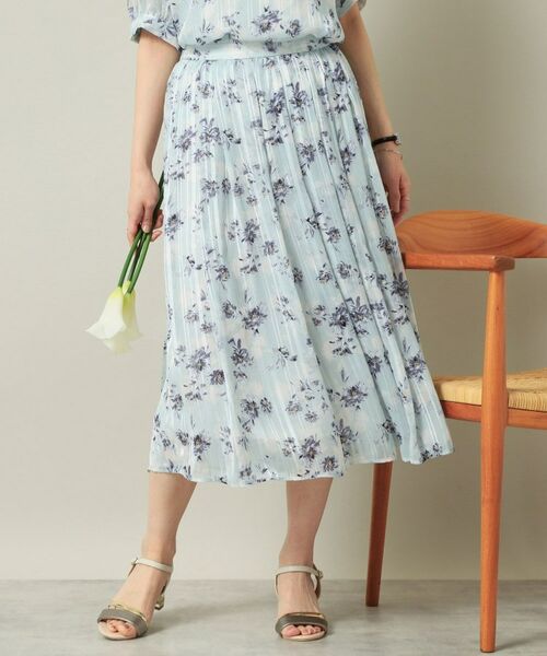 ITS'DEMO / イッツデモ スカート | 【ウエストゴム／手洗い可】ラメストライプ花柄スカート | 詳細5