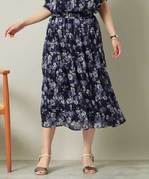 ITS'DEMO / イッツデモ スカート | 【ウエストゴム／手洗い可】ラメストライプ花柄スカート | 詳細9