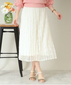 ITS'DEMO / イッツデモ スカート | 【ウエストゴム／手洗い可】レースプリーツスカート