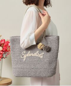 ITS'DEMO / イッツデモ トートバッグ | チャーム付ロゴ刺繍雑材トート