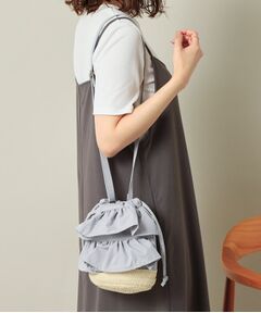 ITS'DEMO / イッツデモ ショルダーバッグ | 雑材フリルコンビ巾着ショルダー