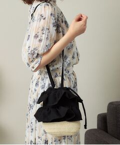 ITS'DEMO / イッツデモ ショルダーバッグ | 雑材フリルコンビ巾着ショルダー