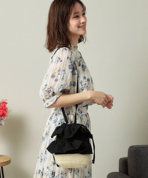 ITS'DEMO / イッツデモ ショルダーバッグ | 雑材フリルコンビ巾着ショルダー | 詳細5