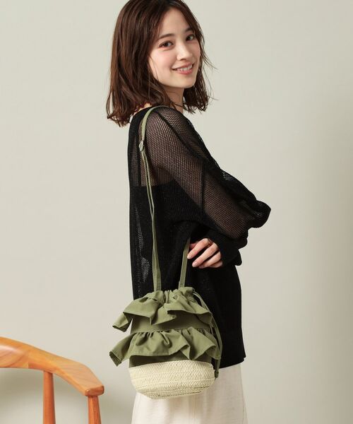 ITS'DEMO / イッツデモ ショルダーバッグ | 雑材フリルコンビ巾着ショルダー | 詳細7