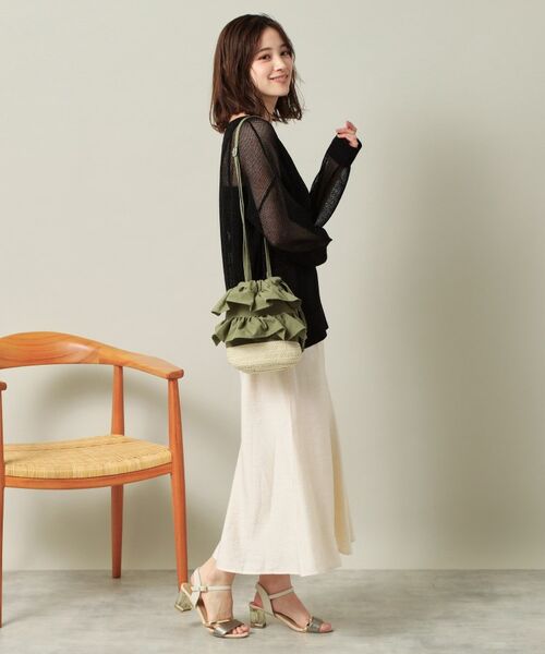 ITS'DEMO / イッツデモ ショルダーバッグ | 雑材フリルコンビ巾着ショルダー | 詳細8